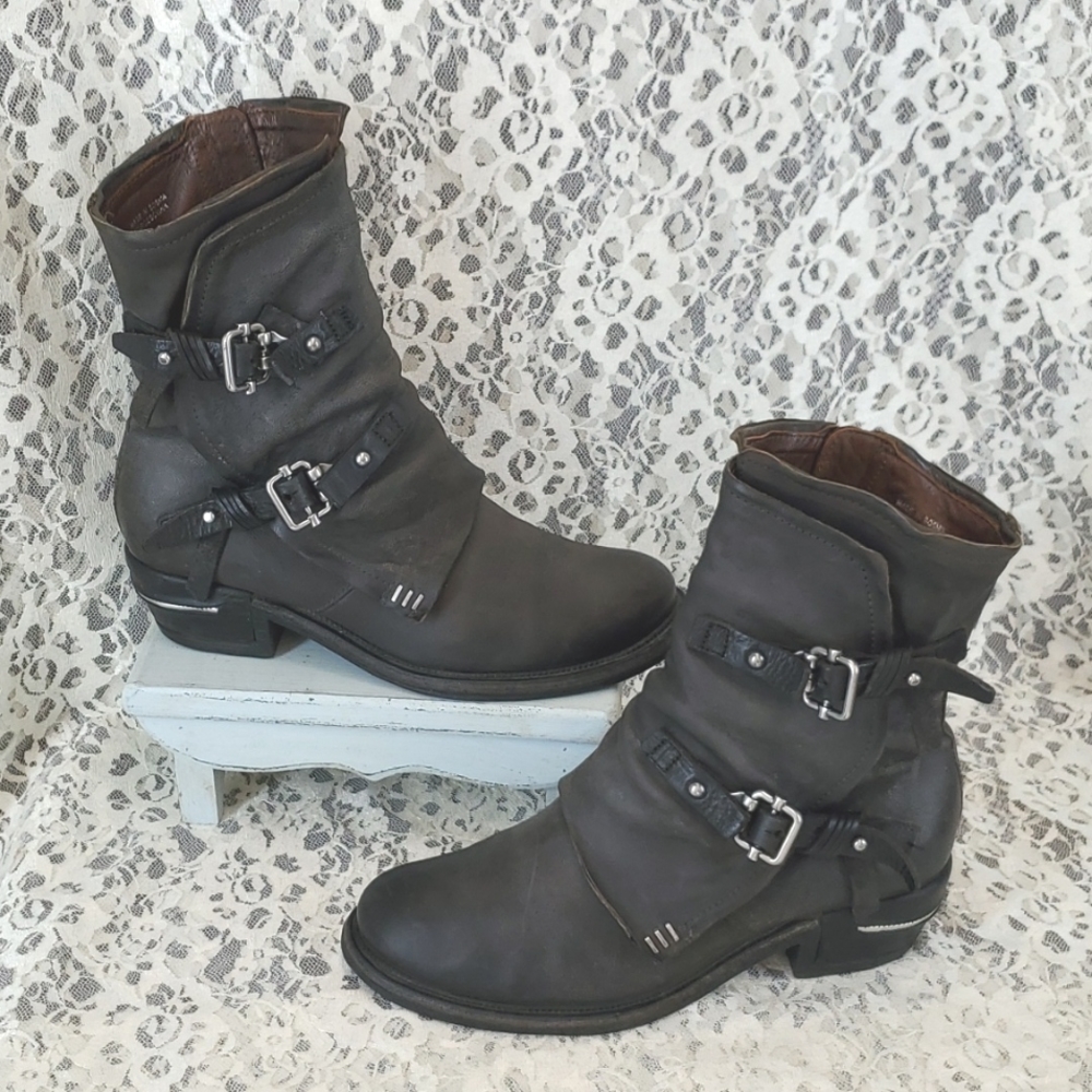 A.S. 98 Irving boots 39 dark grey leather comfort soles.